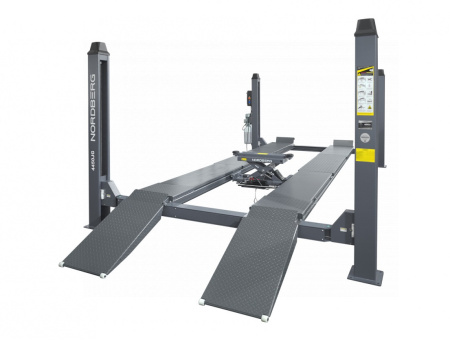 Подъемник 4-стоечный 5 т, c ручной траверсой 3 т N433, для сход-развала, электростопоры, 380 В, синий/серый 4450J_EG/EB(M)